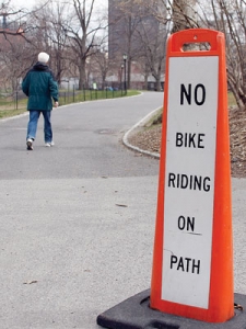 no bike riding on path central park