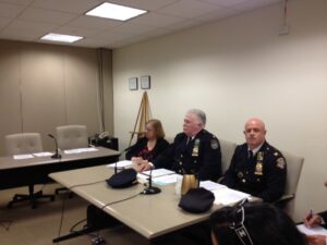 Photo Credit: http://gothamist.com/2013/09/30/crash_investigation_hearing.php NYPD Assistant Commissioner, Legal Affairs, Susan Petito (far left); Deputy Chief, Transportation, John Cassidy; Inspector Paul Ciorra, Commanding Officer of the NYPD's Highway District (Gothamist)